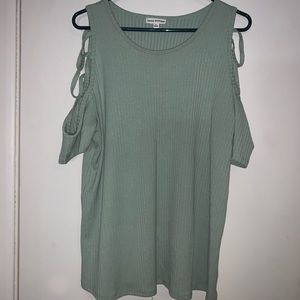 Olive green cold shoulder top